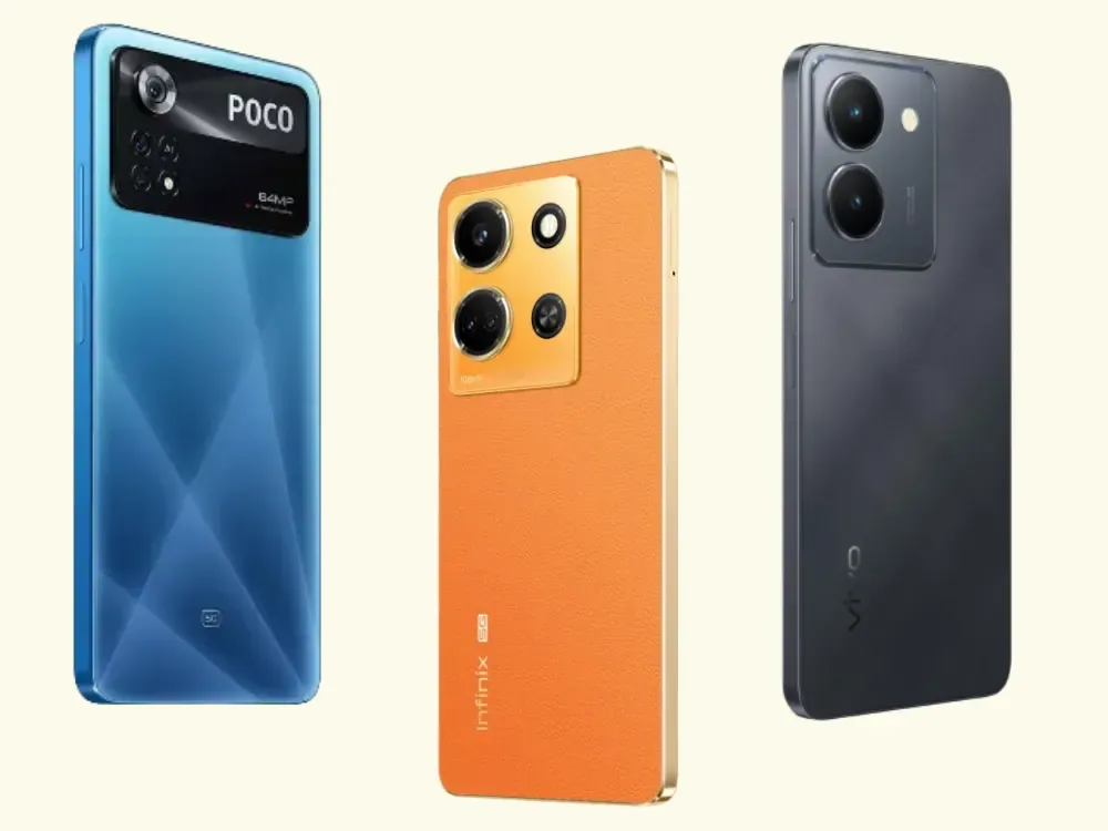 Poco X4 Pro 5G (Left), Infinix Note 30 Pro (Middle), Vivo Y36 (Right)